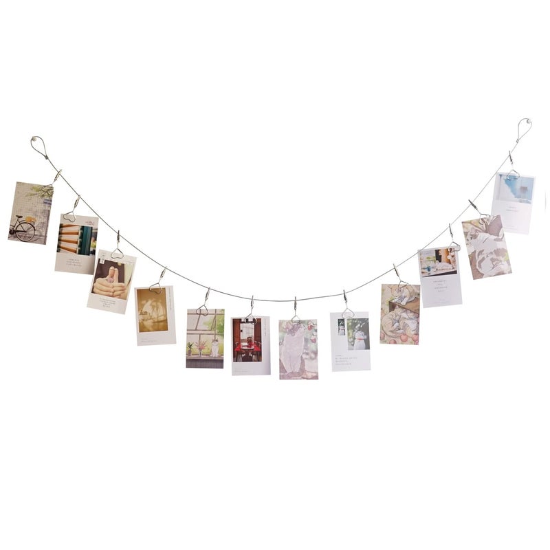 TFu Wall Hanging Photo Display, DIY Picture Photo Frame String with 12 Clips for Hanging Photos Notes and Artworks (Moon & Star) - Image 2